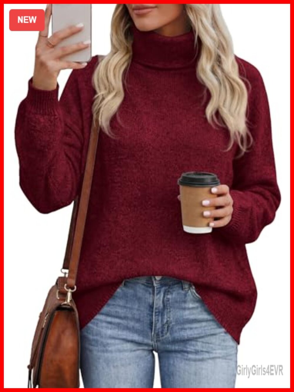 Womens Chunky Knit Turtleneck Sweater Oversized Warm Pullover Winter